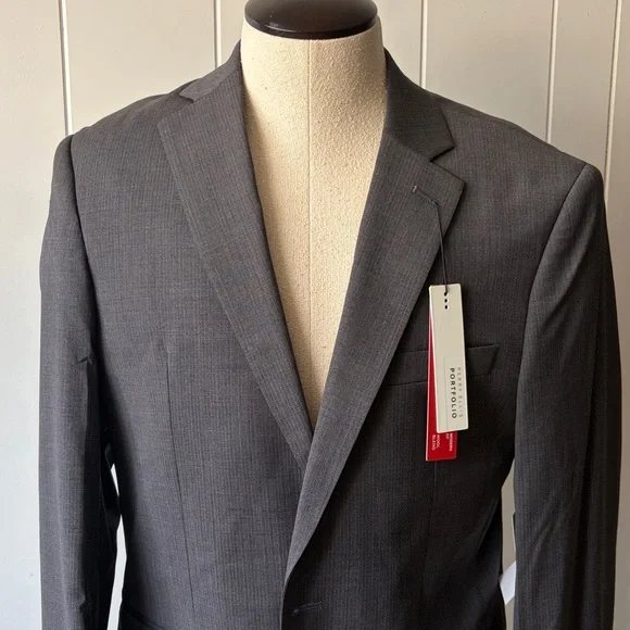 Perry Ellis Charcoal Stripe Wool Blend Blazer 36R